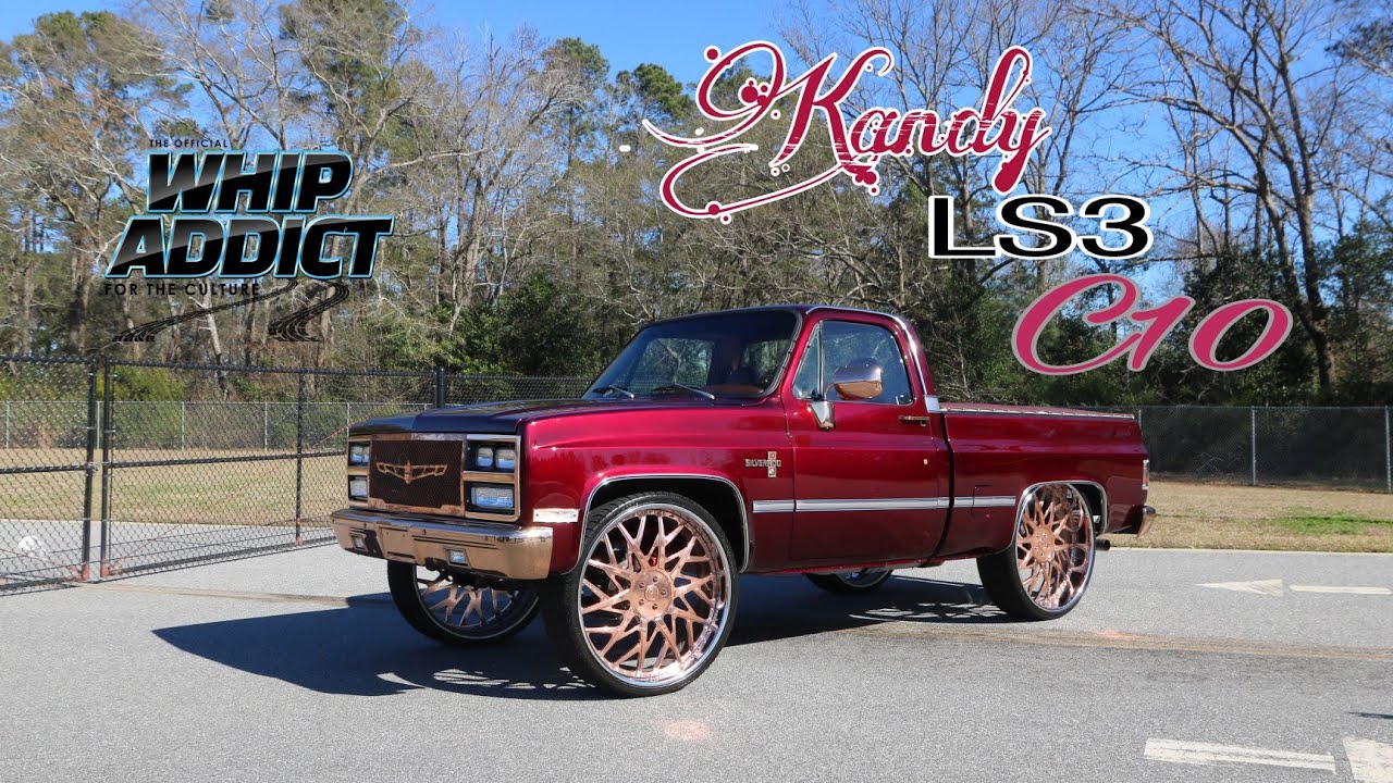 WhipAddict Exclusive: Kandy 84' Chevy Silverado Short Bed on Rose Gold 30s, Custom Interior & LS3!!