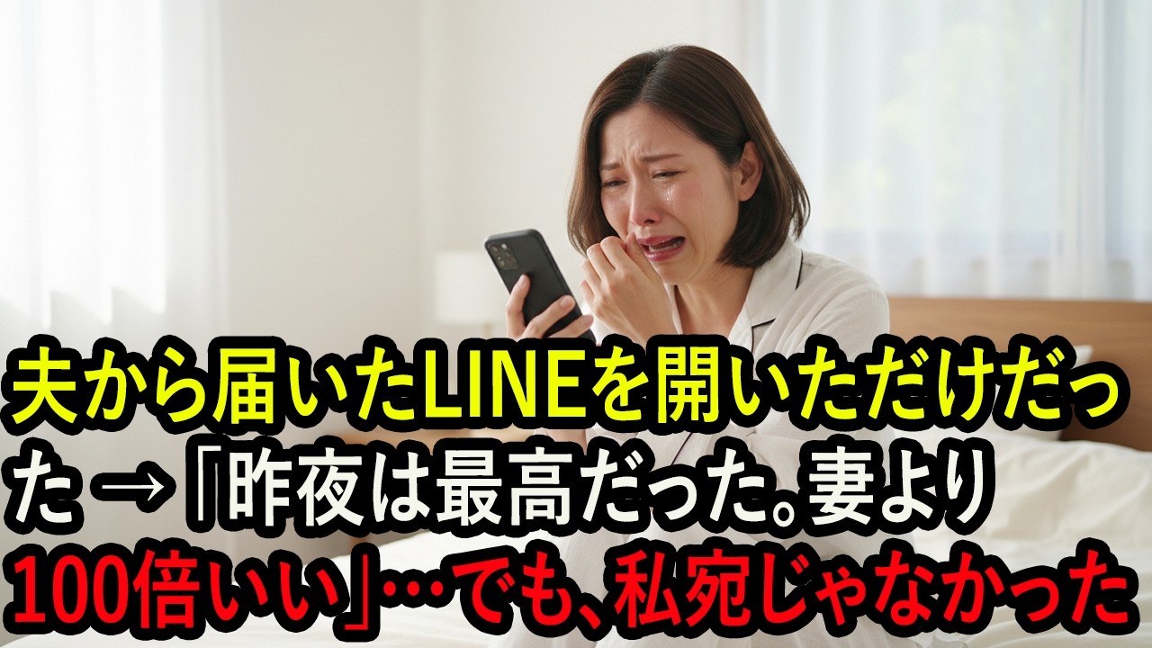 夫から届いたLINEを開いただけだった → 「昨夜は最高だった。妻より100倍いい」…でも、私宛じゃなかった