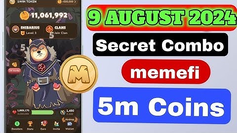 9 August memefi secret combo code | memefi today code daliy | memefi combo code today |#memefi #meme