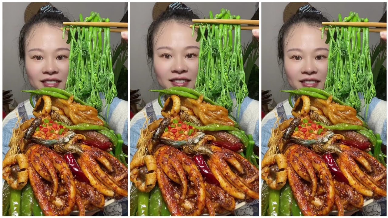 Susu Yummy Spicy Food Mukbang 😋 Eating Spicy Seafood, Duck Feet & Fresh Green Vegetables #spicyfood 