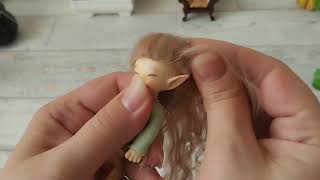 Realpuki doll wig alpaca natural fiber blonde light with soft cap 1:12 scale long hair screenshot 5