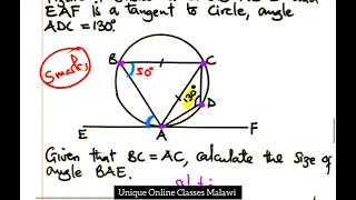 Form 3 & 4 Maths - Circle geometry practice question
