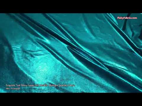 Exquisite Teal Shiny Foggy Foil Metallic Mystique Spandex Fabric by The  Yard 