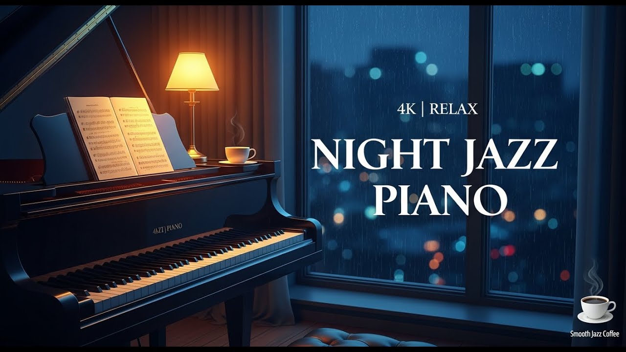 🔴 4K Nighttime Jazz Piano | Stress Relief Ambience for Sleep & Relaxation