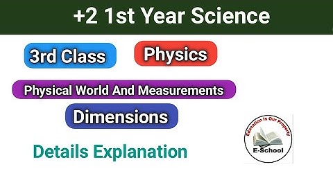 +2 1st Year Physics,  Dimensions,  Part - 3 , Physical World and Measurements , 1st Chapter