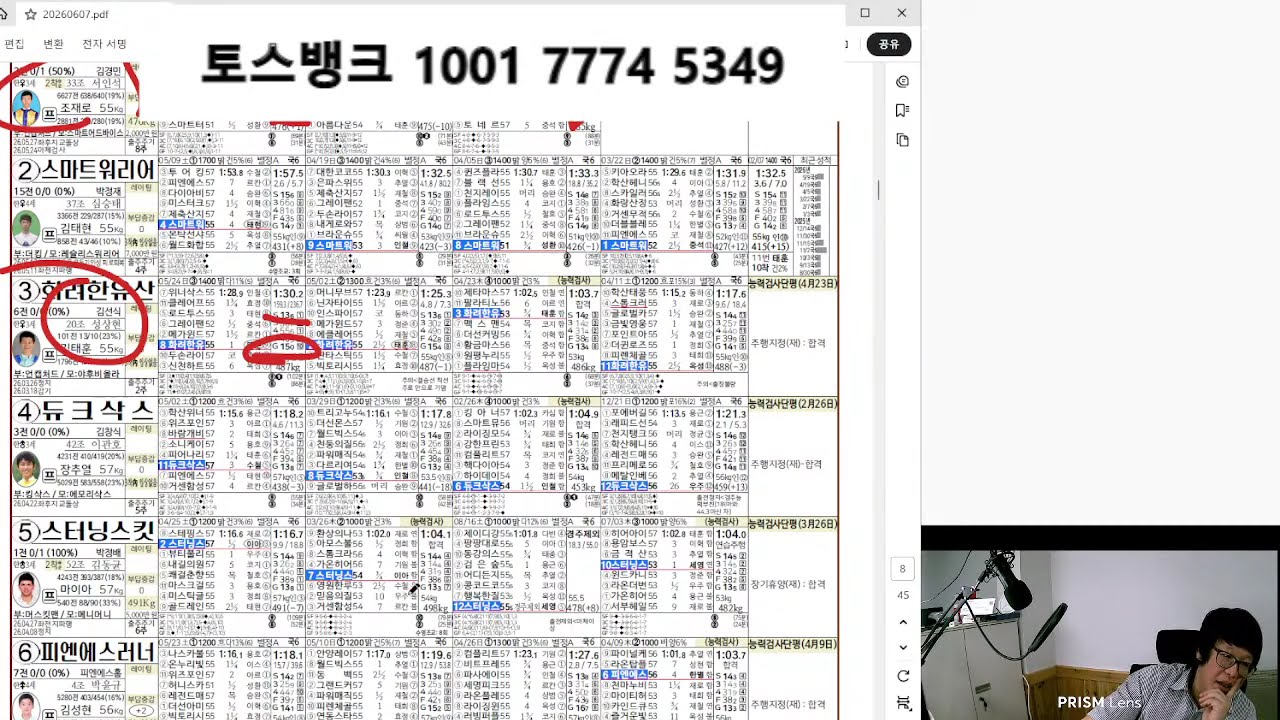 6월 7일 일요일 서울,부산 경마예상 방송 고배당 적중을 향하여~