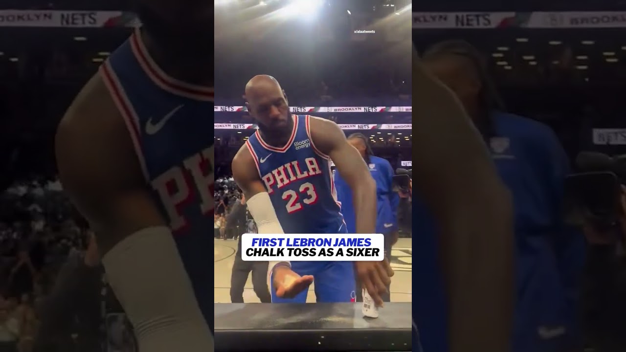 The first LeBron James chalk toss in a #Sixers uniform