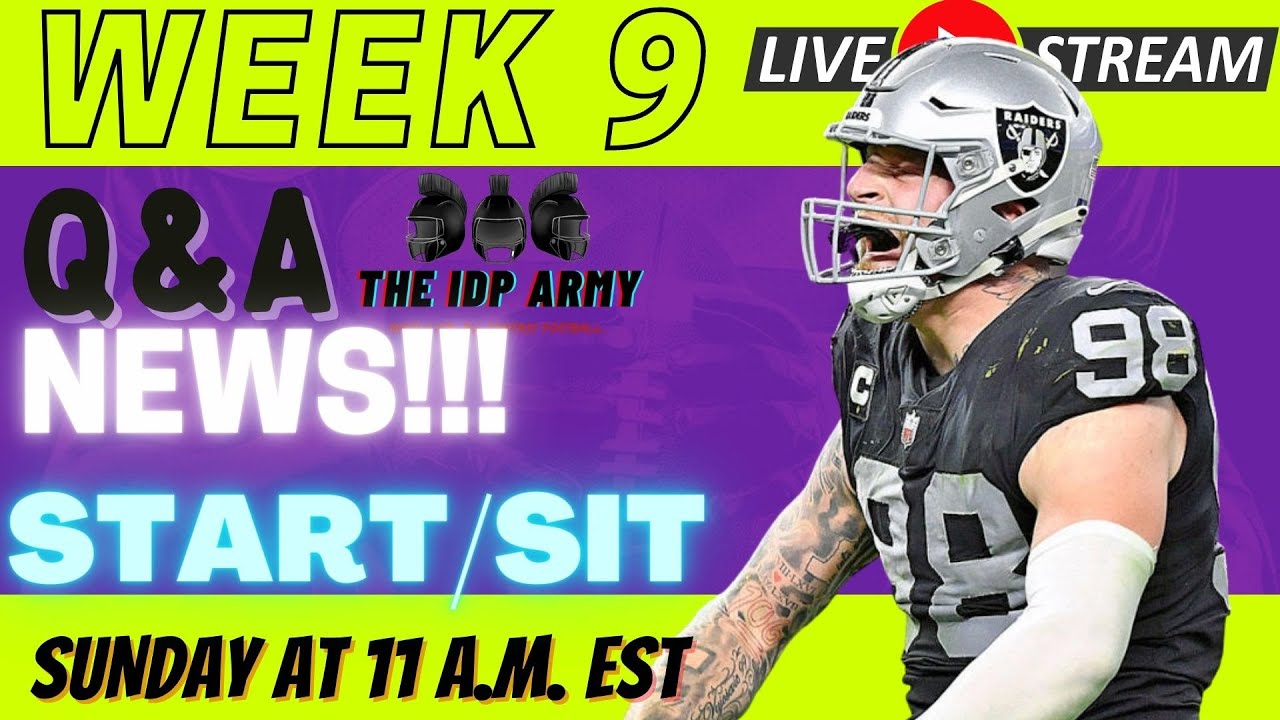 Week 9 IDP Fantasy Football Live Stream Start/Sit Week 9 NFL Fantasy
