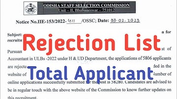 OSSC Important Update / Account Rejection List & Total Applicant