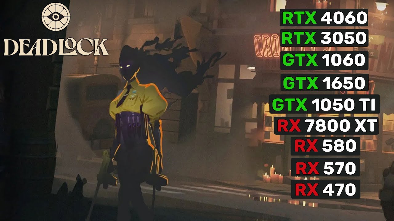 9 GPUs | Deadlock | RX 7800 XT, RX 580, RX 570, RX 470, RTX 4060, RTX 3050, GTX 1060, GTX 1650...