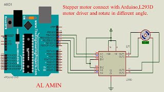 15 stepper motor , L293d driver interfacing with arduino and simulate using proteus | Stepper Motor