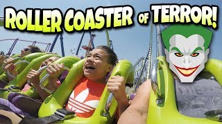 1st TIME ON A GIANT LOOPING ROLLER COASTER!!! Six Flags Discovery Kingdom - The Joker & Medusa!