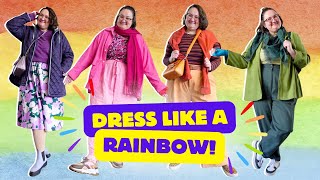 🌈 Dressing like a rainbow for a week! 🌈 Plus size colourful monochromatic outfits!
