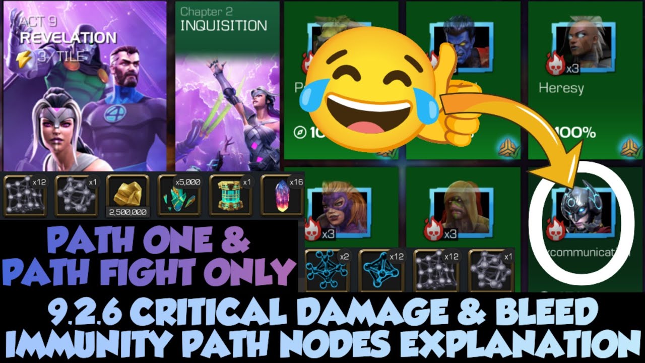 MCOC 9.2.6 CRITICAL DAMAGE & BLEED IMMUNITY NODES EXPLANATION 