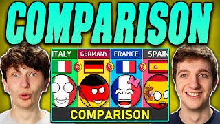 Americans React to Italy vs Germany vs France vs Spain - Country Comparison!