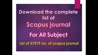Download complete list of Scopus Journal