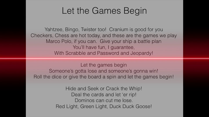 Let the Games Begin
