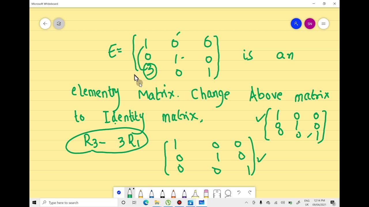 elementary matrix defination and explain with examples. Change