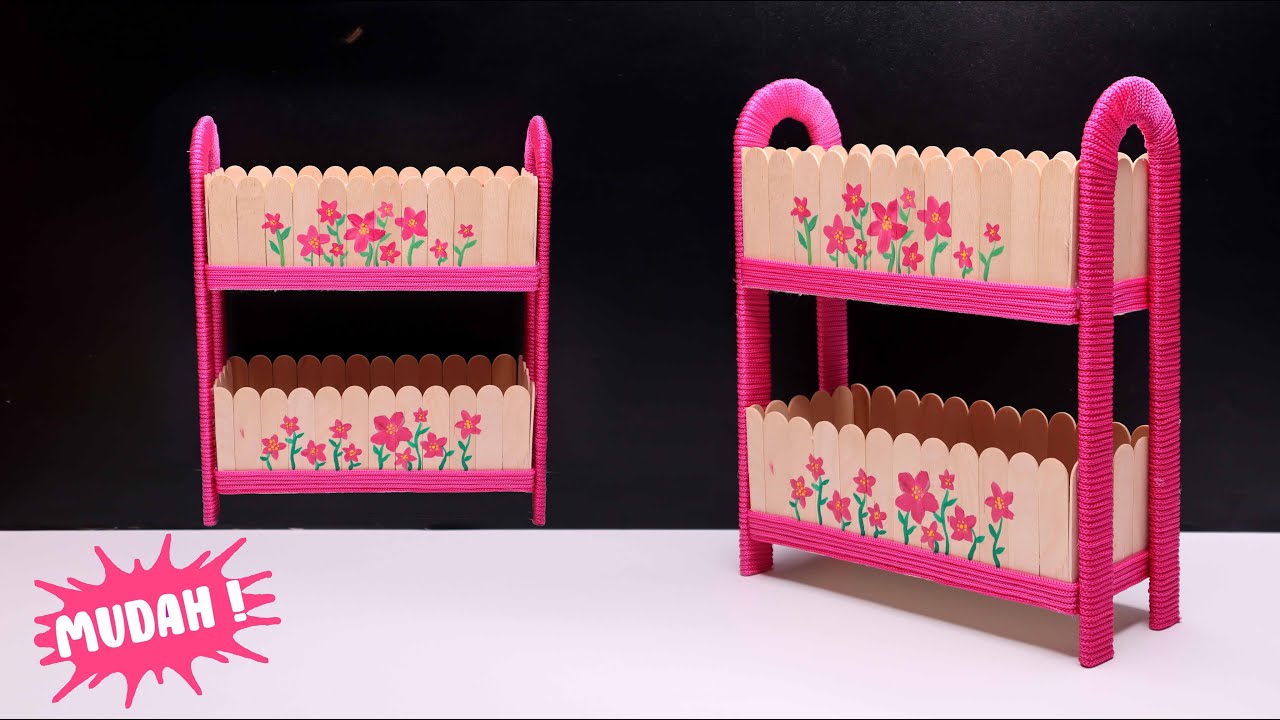 Cara membuat rak dari kotak susu dan stik es krim !
