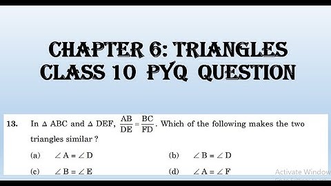 In △ABC and △DEF, AB/DE = BC/FD. Which of the following makes the two triangles similar?"
