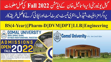 Gomal University Dera Ismail Khan Admission 2022-2023|Allied Health Sciences & Pharm-D Admission