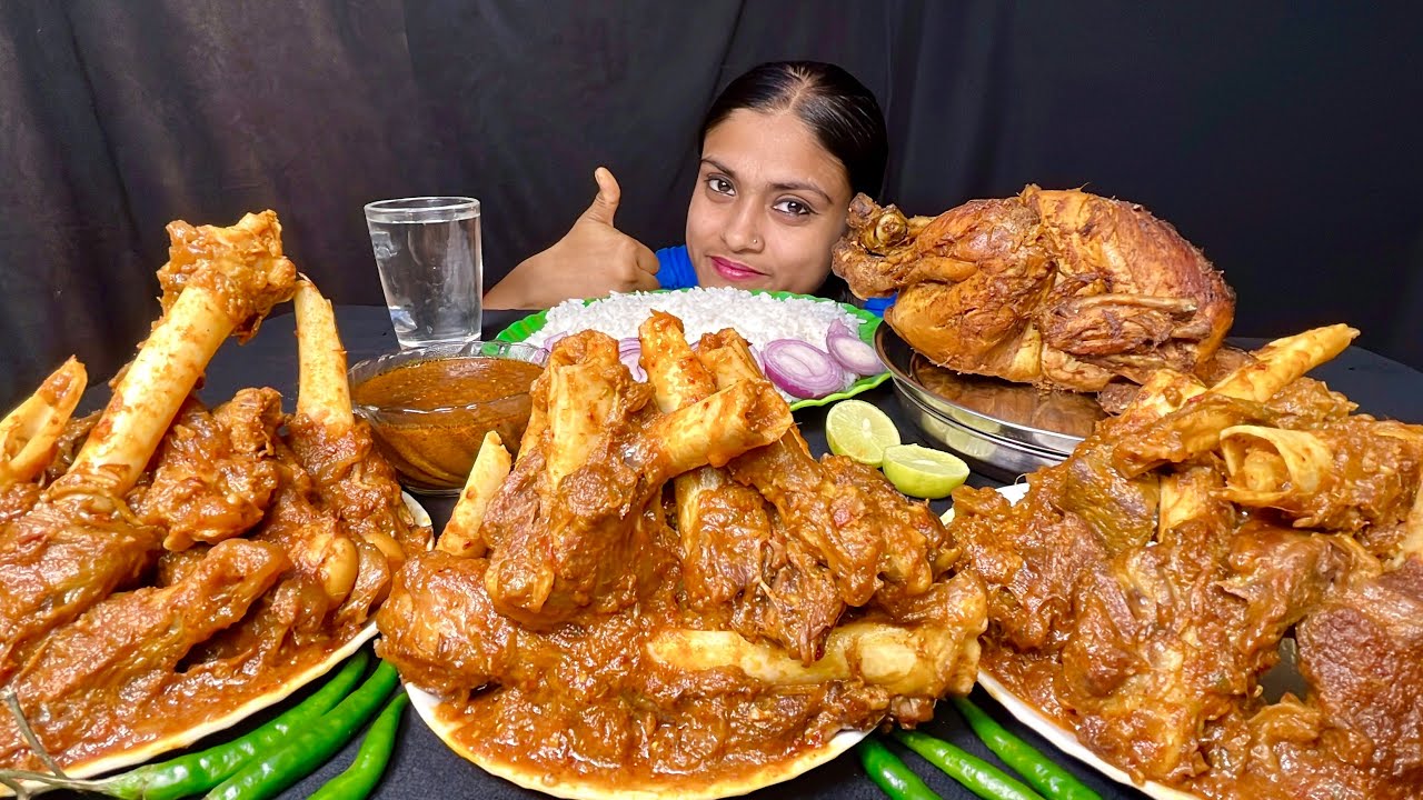 Spicy Mutton Curry Whole Chicken Curry With Rice Salad Extra Gravy Eating