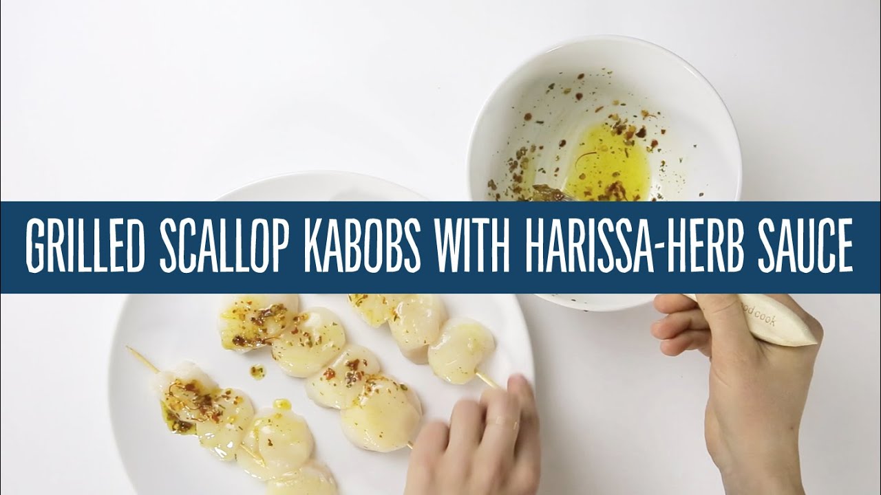 Grilled Scallop Kabobs with HarissaHerb Sauce Recipes 365 by Whole Foods Market YouTube