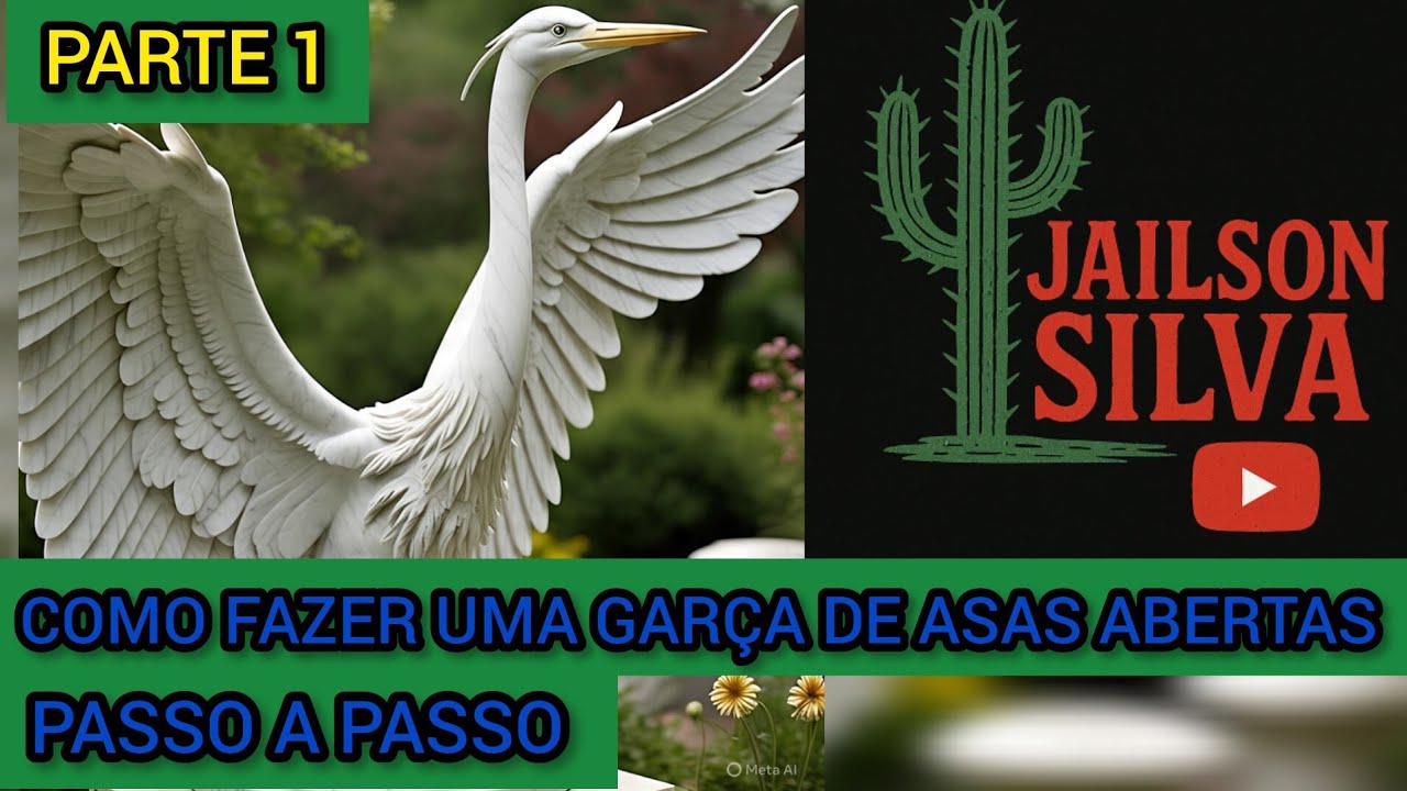 Como fazer uma garça de asa aberta de cimento #parte1
