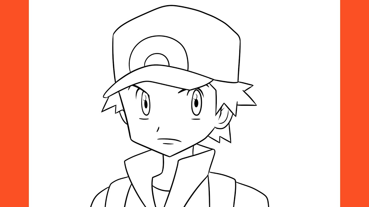 how to draw pokemon trainer red  Pokemon trainer red, Pokemon red