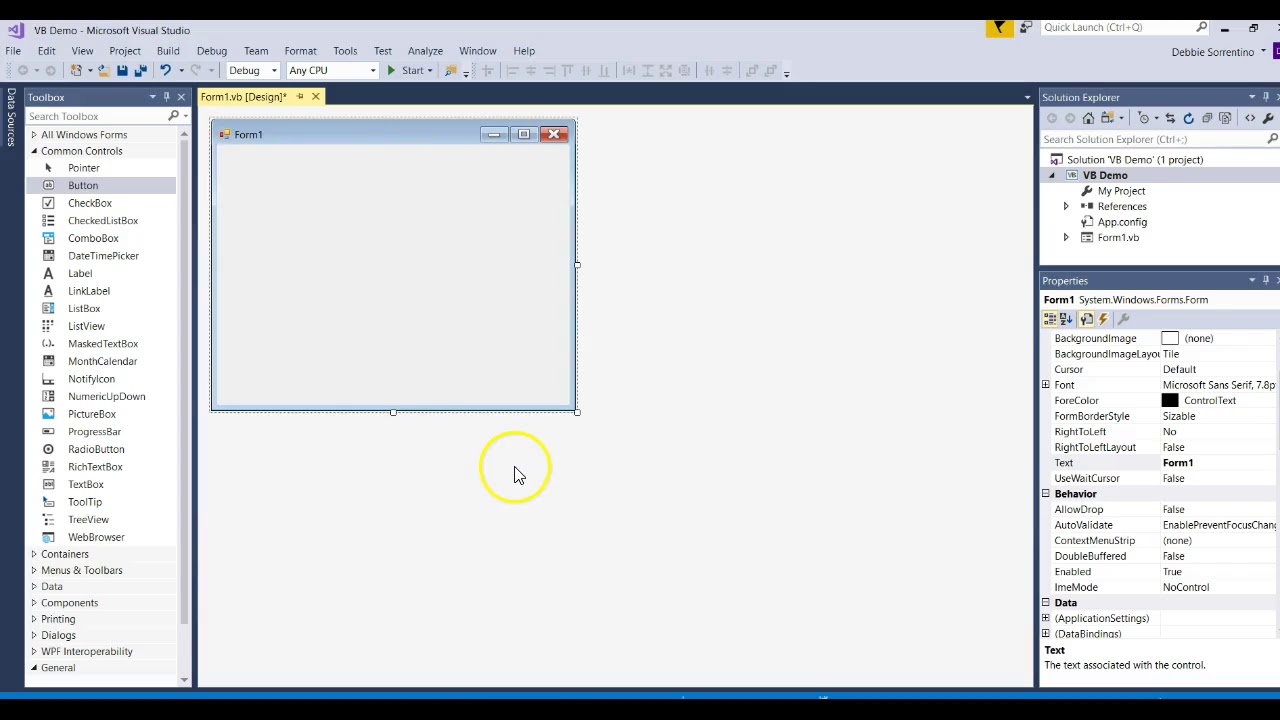 Tour Of Visual Basic - Solution Explorer, Toolbox, Propertie