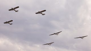 Formation of Three Pipers With Their Gliders Open Day Vitacura 2024