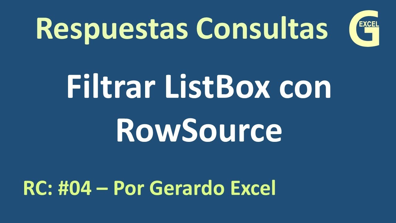 Filtrar ListBox con RowSource en tiempo de ejecución – VBA Excel - YouTube