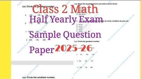 Class 2nd Math Half Yearly Question Paper | Class 2 maths worksheet | Maths Test Paper For Class 2nd