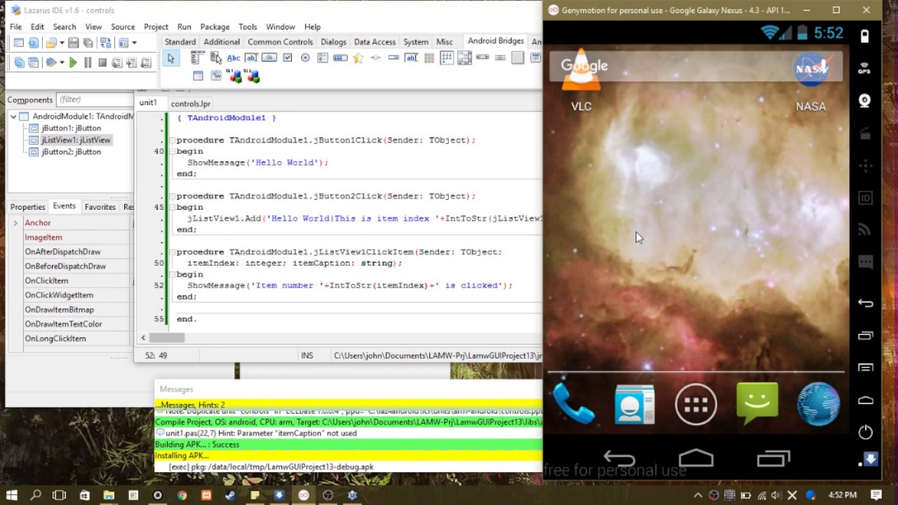 Installing LAMW for Laz4Android and ListView Example - YouTube