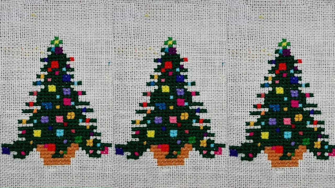 New Ason selai-Xmas Tree dusuti ka design-Christmass tree cross stitch- ason using jute bag,woolen