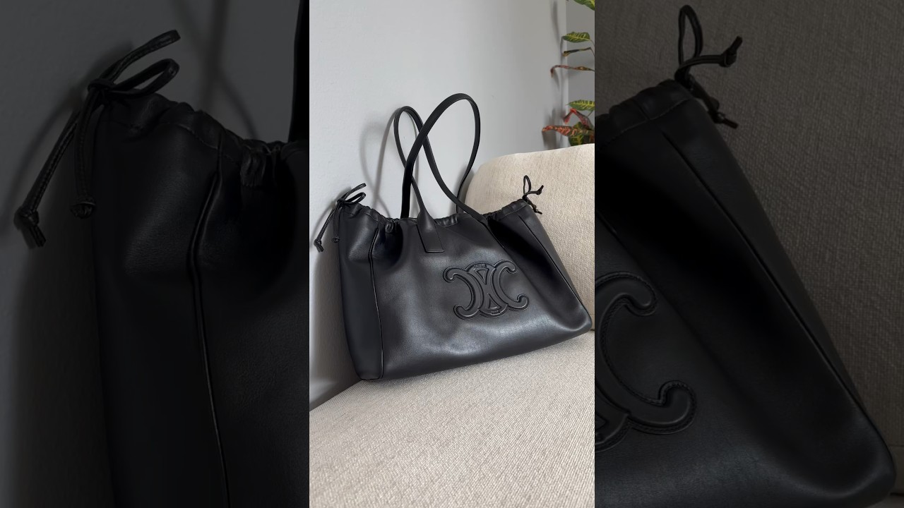 Celine 2022 Small Cabas Drawstring Cuir Triomphe Tote in Smooth Calfskin