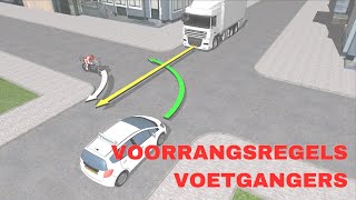 Voorrangsregels voetgangers voor het auto theorie CBR examen.