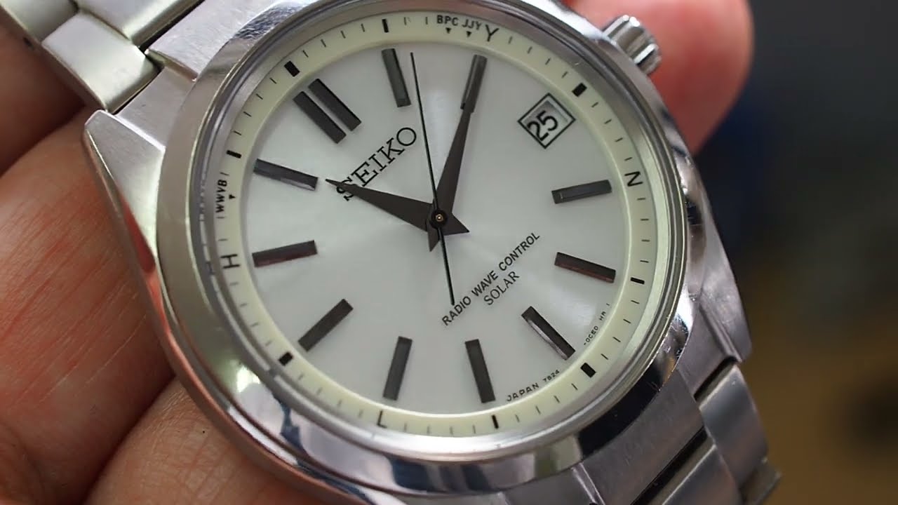 SEIKO Analog SOLAR Radio Wave White Dial Titanium 10BAR W.R 7B24-0BH0