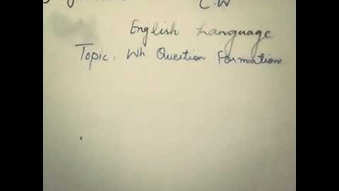 ENGLISH LANGUAGE CLASS V WEEK 3