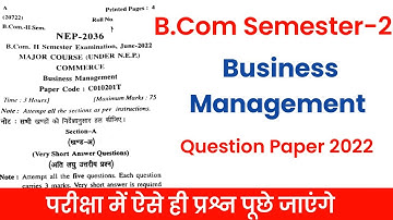 B.Com Semester 2 Business Management Question Paper 2022 Under NEP |