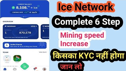 Ice Network 6 Step Complete Kaise Kare | KYC Kaise kare | Mining speed Increase