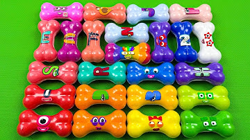 Numberblocks 🏳️‍🌈 Finding Hidden Slime Opening Alphablocks Clay with Mini Bones Colorful! ASMR