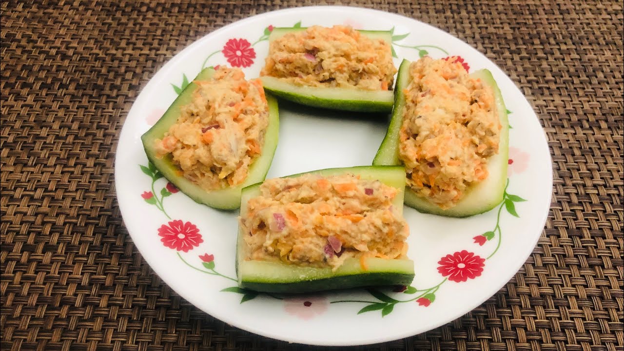 Easy Tuna Cucumber Boats Recipe! 👌🏼😋 (Tuna Recipe) (Healthy Recipe