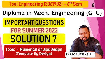 Tool Engineering | Imp. Que. Solution 7 | Sum on Jig Design (7 Marks) | Template Jig Design