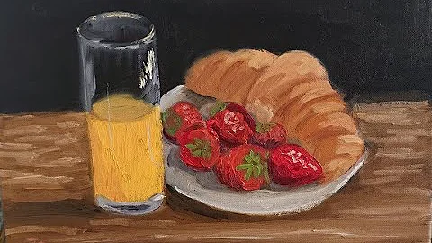Croissant & Strawberries with a Glass of Juice