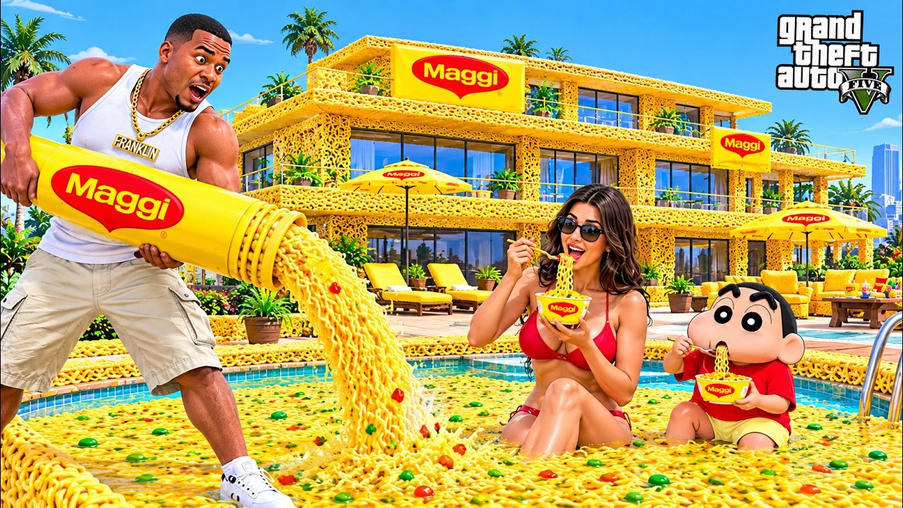Franklin Built the WORLD'S BIGGEST Maggi Pool! Gta5 bangla!