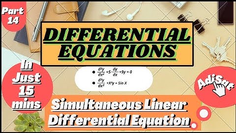 Differential Equations 14 || Simultaneous Linear Differential Equation.🔥🔥