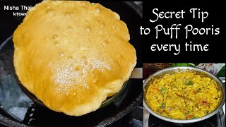 Secret Tip to Puff Pooris every Single Time ~ Soft & Crispy Poori Bhaji Recipe - by Nisha Thaju screenshot 4