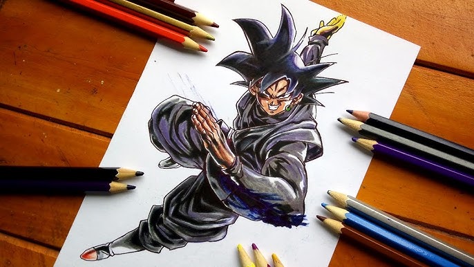 COMO DESENHAR Goku Black SSJ Rose  How to Draw (Esboço / Sketch) #1 