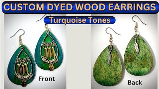 Dyed Balsa Wood Earrings - Turquoise Color! Easy to Make Yourself TUTORIAL #jewelrymakingtutorial